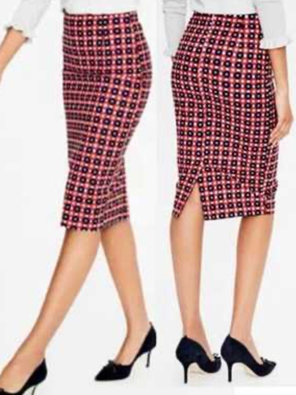 Boden Richmond Red White & Navy Geometric Pencil Skirt